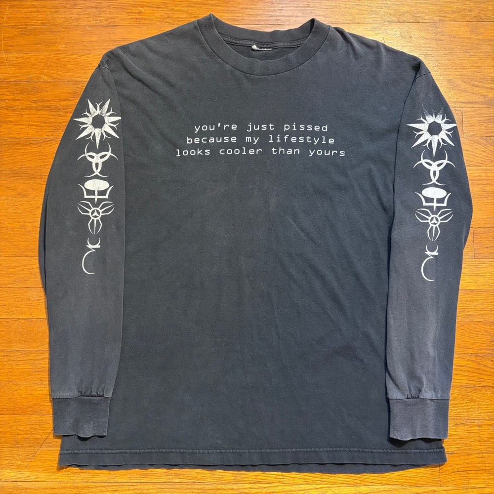 Rare Vintage 90s Gothic.net Promo Long Sleeve Shirt XL Emo Cyber Grunge Punk